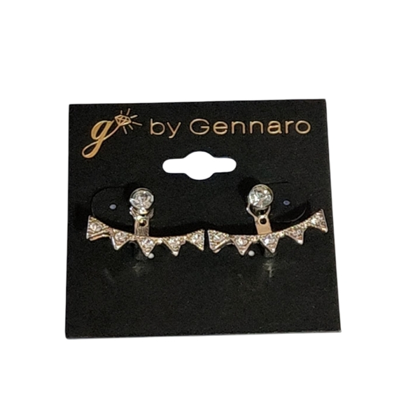NWT G by Gennaro Silver Toned Rhinestone Dangle Post Earrings - Picture 1 of 1